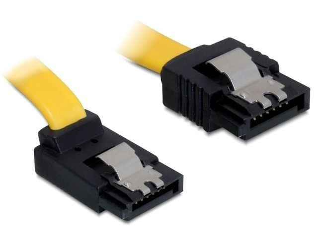 DeLOCK 82804 Delock kabel SATA 6 Gb/s kątowy góra/prosty metal. zatrzaski 30cm żółty
