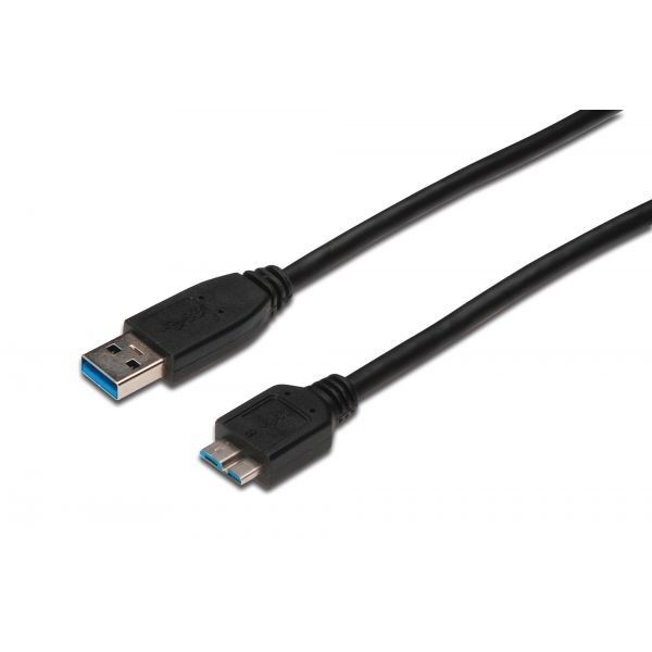 Assmann Kabel połączeniowy USB 3.1 Gen.1 SuperSpeed 5Gbps Typ USB A/microUSB B M/M czarny 0,25m