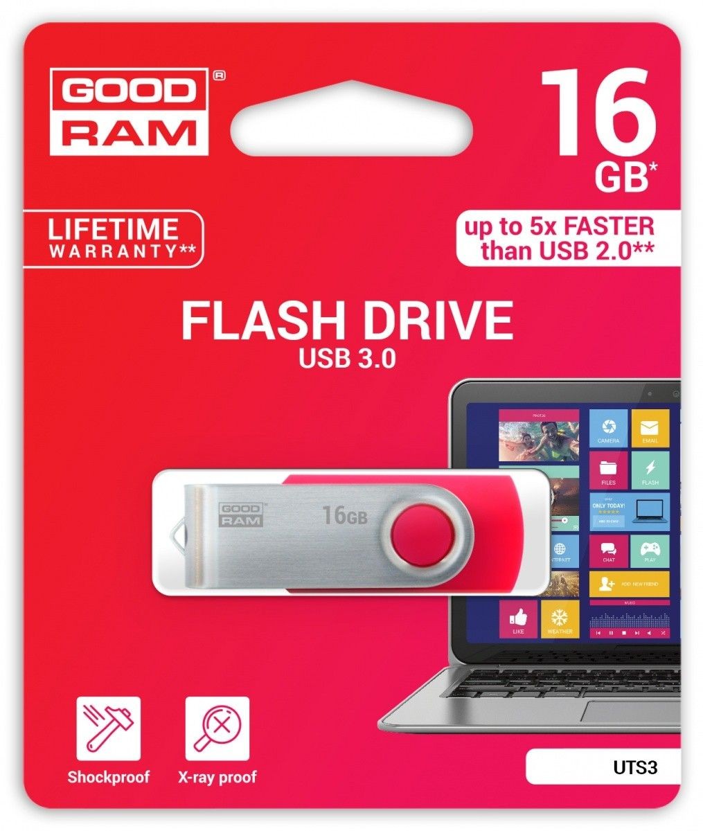GoodRam Pamięć USB UTS3 16GB USB 3.0 Czerwona