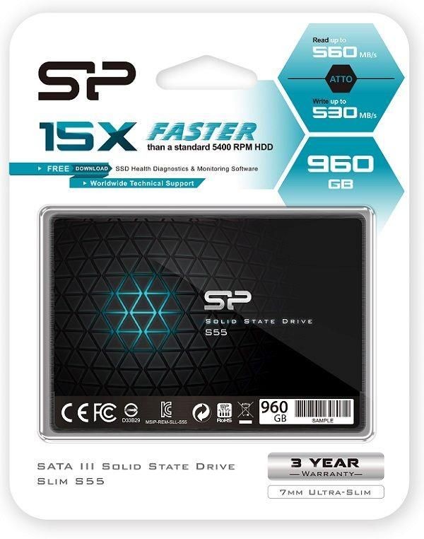 Silicon-Power Dysk SSD SLIM S55 960GB 2,5 SATA3 500/450MB/s 7mm