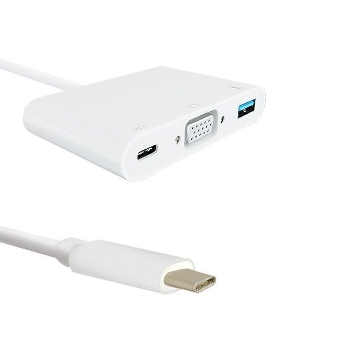 Qoltec 50426 Adapter USB 3.1 typC męski / VGA + USB 3.0 + USB 3.1 typC