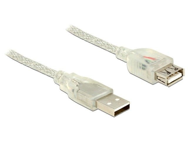 DeLOCK 83881 Delock Kabel Przedłużacz USB 2.0 AM > USB 2.0 AF + ferryt, 1m, przezroczysty
