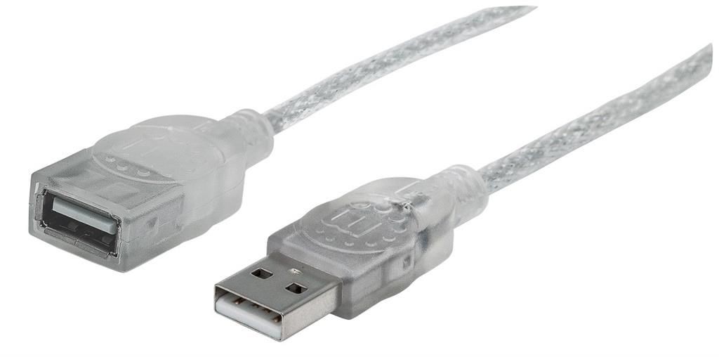 Manhattan 340496 Kabel USB 2.0 A-A M/F 3m srebrny