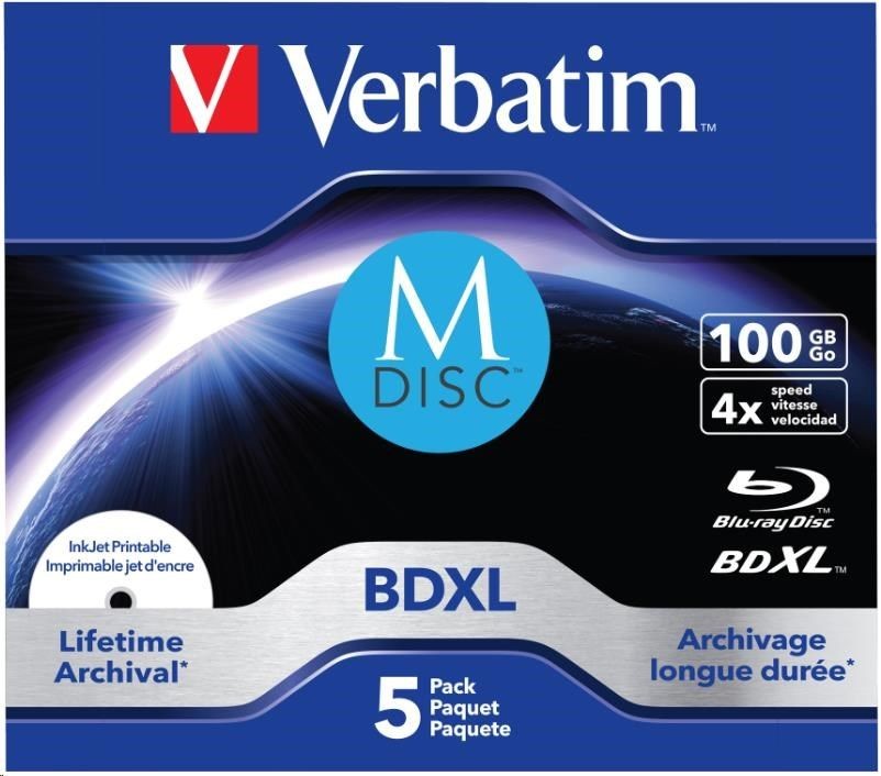 Verbatim Płyty M-DISC BD-R 4x 100GB 5P JC Printable 43834
