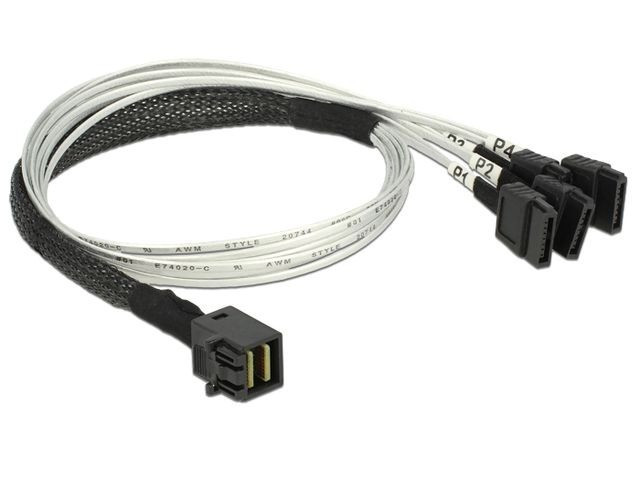 DeLOCK Kabel SAS Mini HD SFF-8643(M) - 4xSATA7 PIN(F) 0.5m