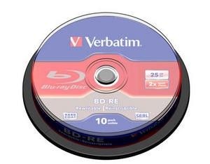 Verbatim 43694 BluRay BD-RE SINGLE LAYER Spindle 10 25GB 2x