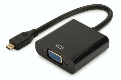 Digitus Konwerter/adapter audio-video microHDMI Typ D do VGA, 1080p FHD, z audio 3.5mm MiniJack