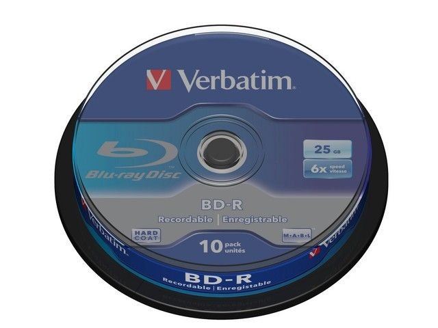 Verbatim 43742 BluRay BD-R SINGLE LAYER Spindle 10 25GB 6x