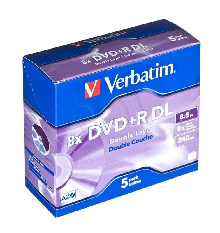 Verbatim DVD+R DL 8X 5PZ JEWEL CASE/8.5GB / 240 WIDE PHOTO INK-JET
