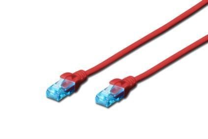 Digitus patch cord RJ45-RJ45, kat.5e, U/UTP, AWG 26/7, PVC, 0.25m, czerwony