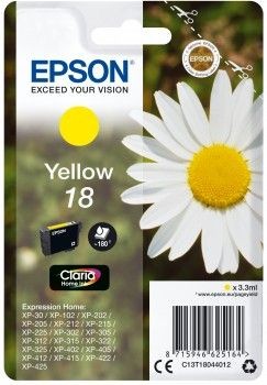 Epson C13T18044012 Tusz T1804 yellow 3,3 ml XP-102/202/205/302/305/402/405/405WH