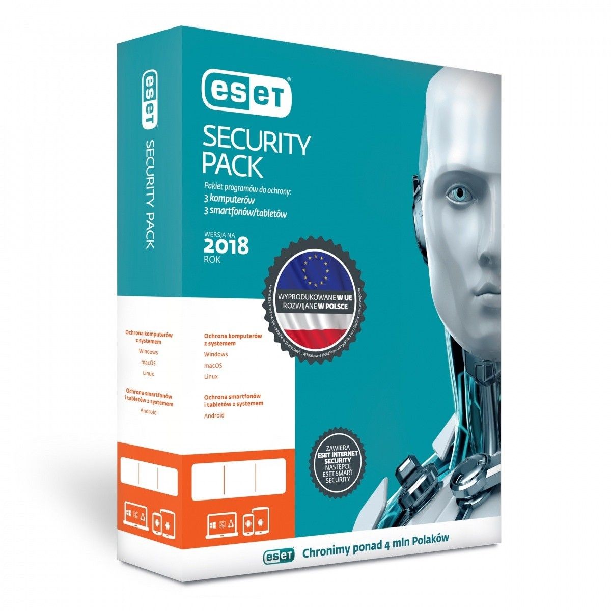 Eset Security Pack przedłużenie licencji o 1 rok (3 komputery i 3 smartfony)