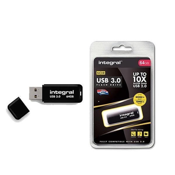 Integral INFD64GBNOIR3.0 Flashdrive NOIR 64GB USB3.0 110/20 MB/s r/w