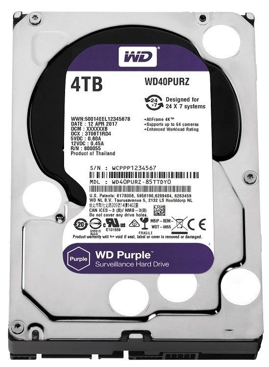 Western Digital HDD Purple 4TB 3,5'' 64MB SATAIII/5400rpm