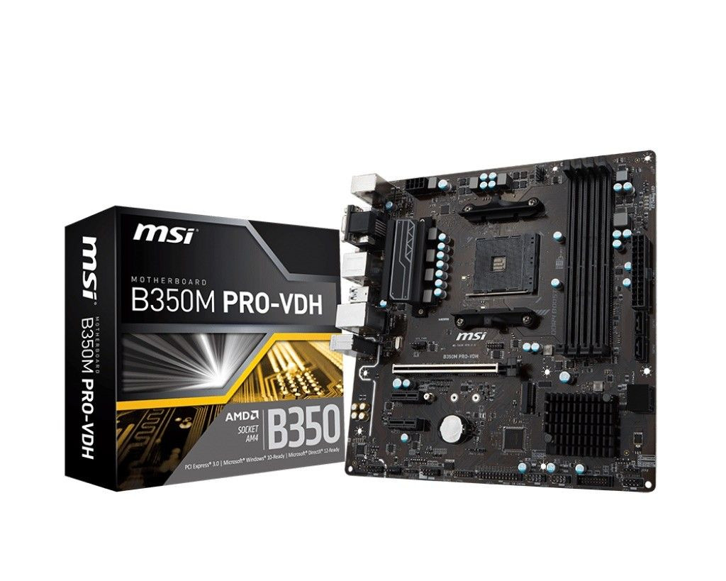 MSI B350M PRO-VDH B350M PRO-VDH, AM4, DDR4-3200, 4xSATA3, 4xUSB3.1, DVI/HDMI/VGA