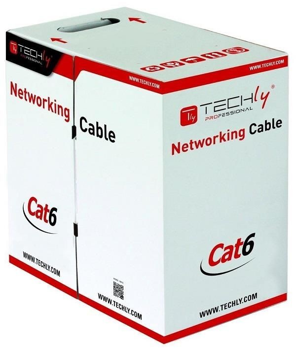 Techly Kabel instalacyjny skrętka UTP Cat6 4x2 linka CCA 305m szary