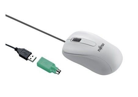 Fujitsu myš M530 USB - 1200dpi Laser Mouse Combo - redukce USB PS2, 3 button Wheel Mouse with Tilt-Wheel-Function - BÍLÁ