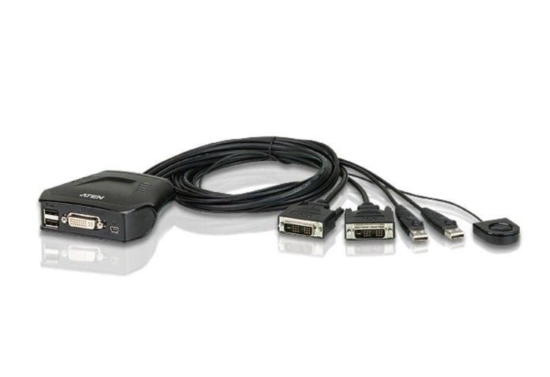 Aten Przełącznik KVM z 2 portami USB DVI i zdalnym selektorem portów CS22D