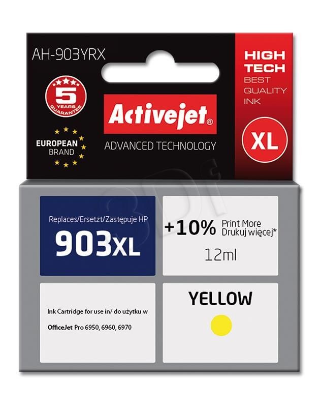 ActiveJet AH-903YRX Tusz (zamiennik HP 903XL T6M11AE; Premium; 12 ml; żółty)