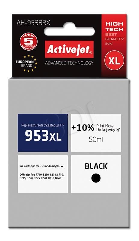 ActiveJet AH-953BRX Tusz (zamiennik HP 953XL L0S70AE; Premium; 50 ml; 2200 stron czarny)