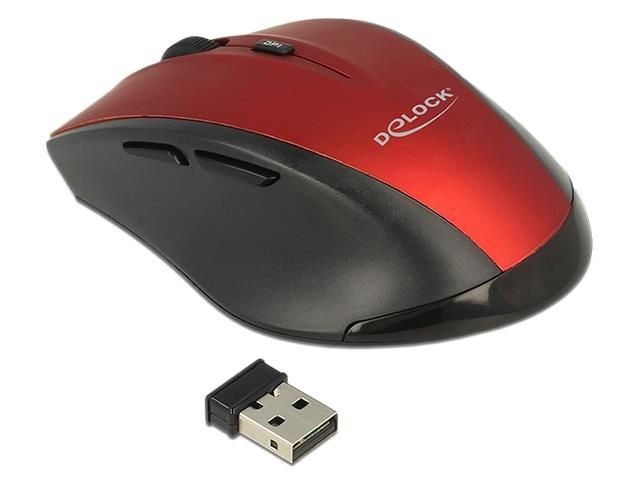 DeLOCK Delock - Maus - 2.4 GHz - Schwarz / Rot Diese kabellose Maus von Delock wird per kompaktem USB-Empfänger mit einem Computer verbunden. Beim 
