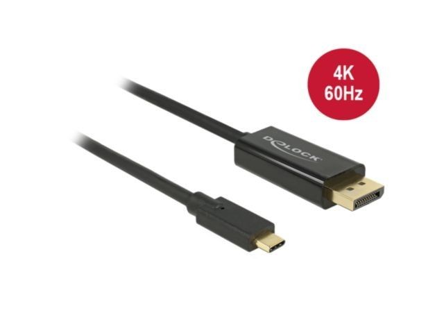 DeLOCK DeLock DisplayPort 1.2 > USB-C (ST-ST) 1m Adapterkabel 4K 60Hz Schwarz