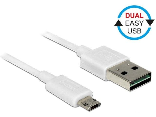 DeLOCK Kabel USB micro AM-BM 2.0 5m Dual Easy-USB Biały
