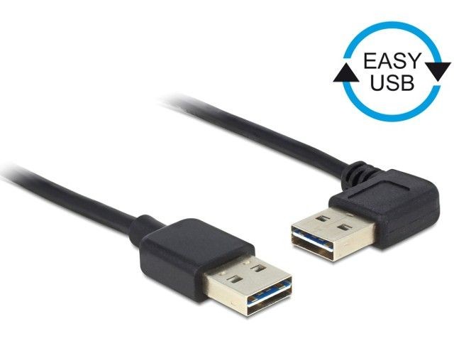 DeLOCK Kabel USB AM-AM 2.0 0.5m czarny kątowy lewo/prawo Easy-USB