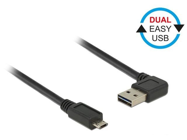 DeLOCK Kabel USB micro AM-BM 2.0 3m czarny kątowy lewo/prawo Easy USB
