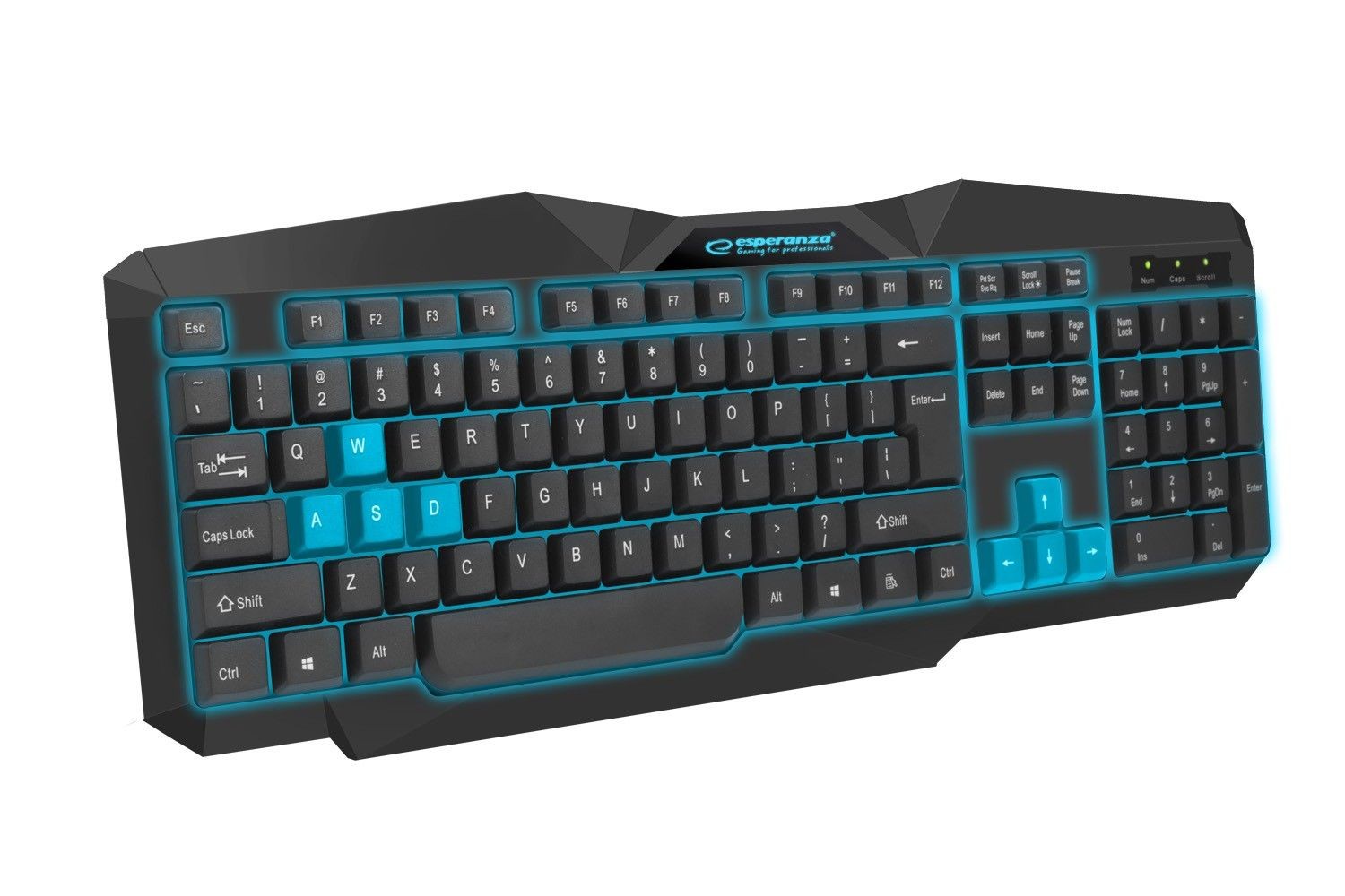 Esperanza Klawiatura przewodowa EGK201B Tirions Gaming podświetlana USB czarno-niebieska