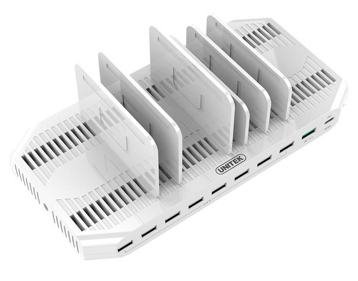 Unitek Stacja ładująca 10 x USB 160 W, QC3.0, USB-C, Y-2190