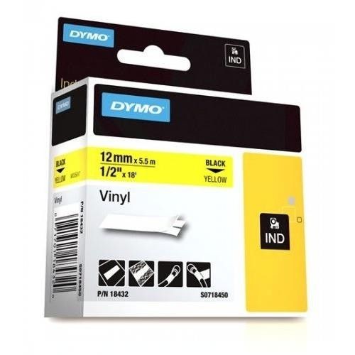 Dymo RHINO TAPE VINYL 12MM/5.5M/BLACK ON YELLOW