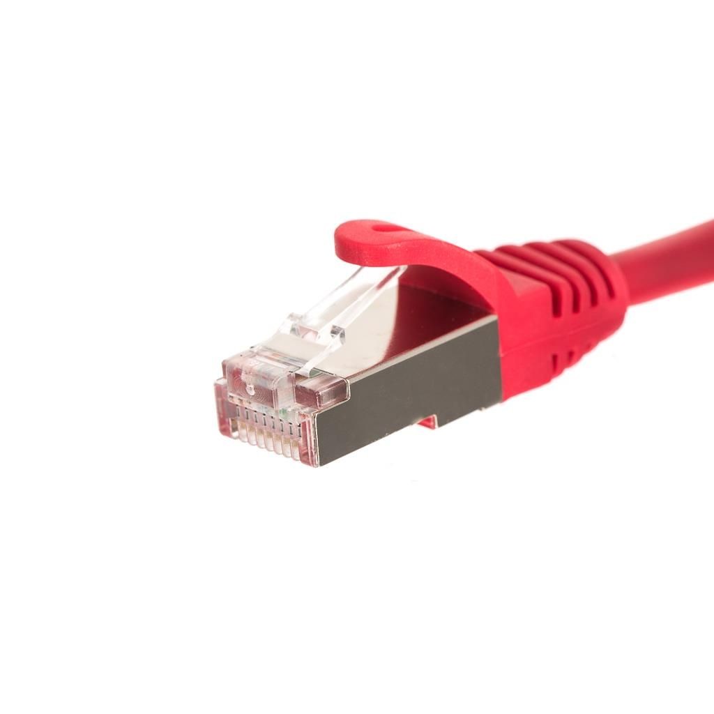 Netrack BZPAT05FR patchcord RJ45, osłonka zalewana, kat. 5e FTP, 0.5m czerwony