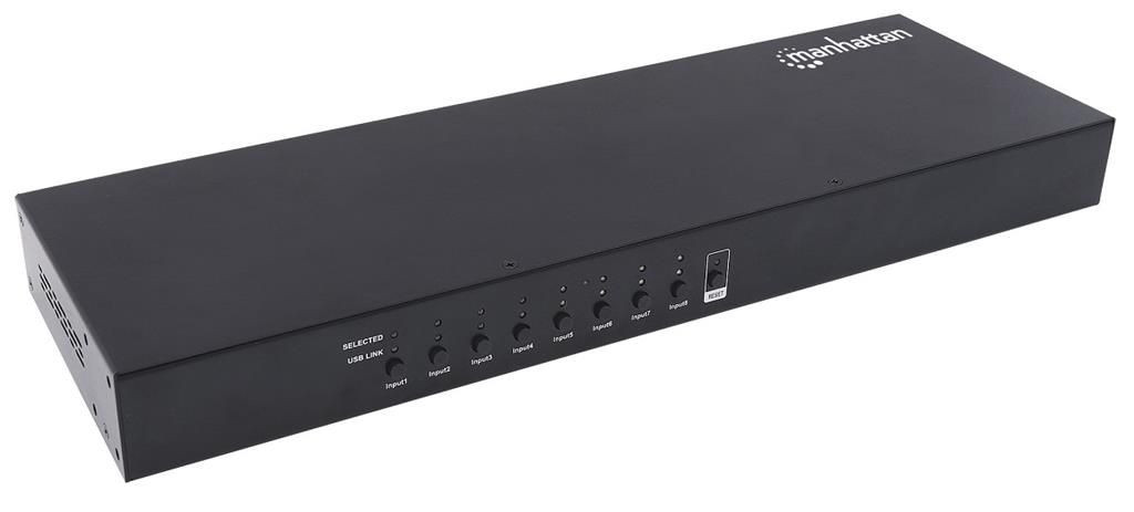 Manhattan 152785 8-portowy przełącznik KVM HDMI/USB 8x1 kable USB w zestawie czarny