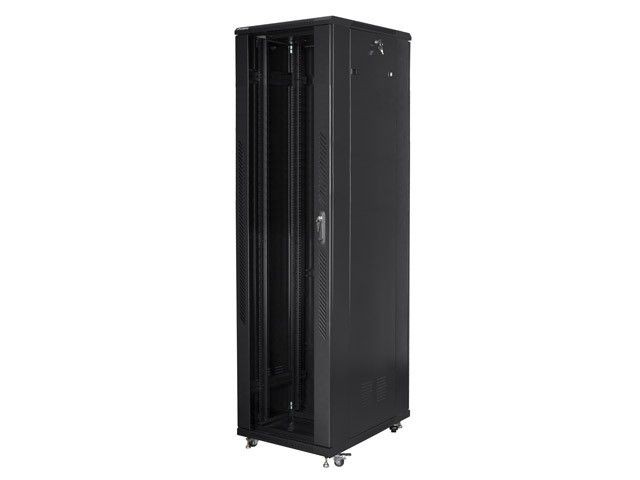 Lanberg Szafa instalacyjna Rack stojąca 19 37U 800x800 Drzwi Szklane czarna (flat pack)