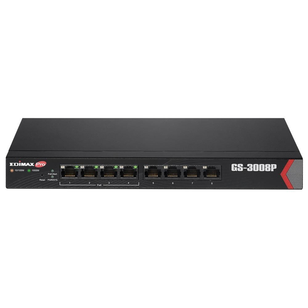 Edimax GS-3008P Long Range 8-Port Gigabit Web Managed Switch with 4 PoE+ Ports (PB 72W)