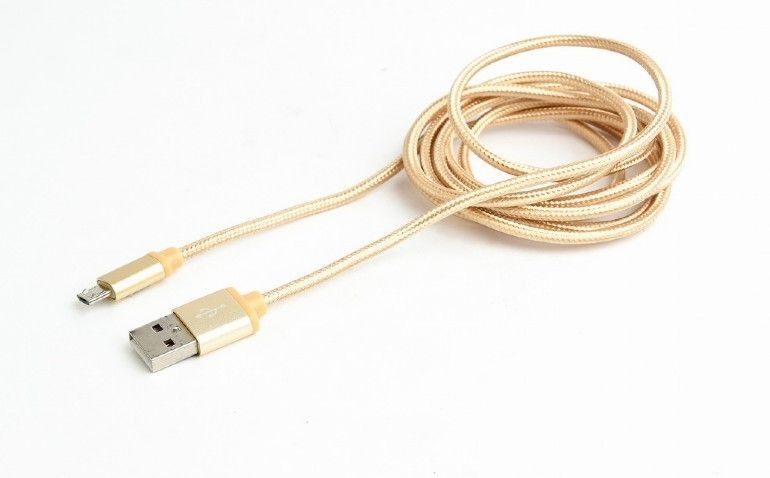 Gembird CCB-mUSB2B-AMBM-6-G kabel micro USB 2.0 AM-MBM5P 1.8M oplot,wtyki w osłonie metalowej,złoty