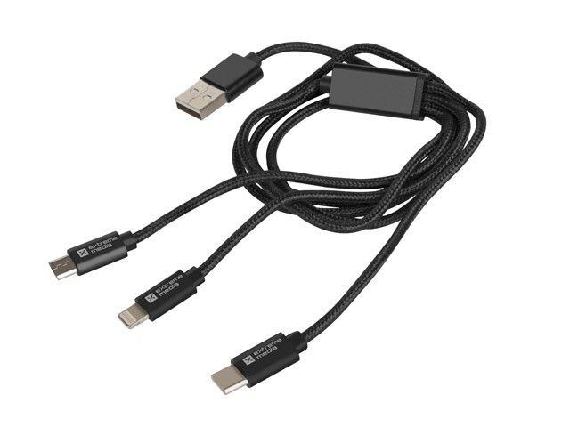 NATEC NKA-1202 Extreme Media kabel microUSB+ Lightning+ USB Typ-C do USB (M), 1m, czarny