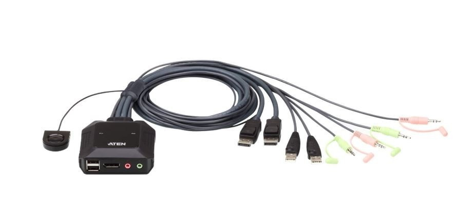Aten Przełącznik 2 portowy USB DP Cable KVM Switch CS22DP