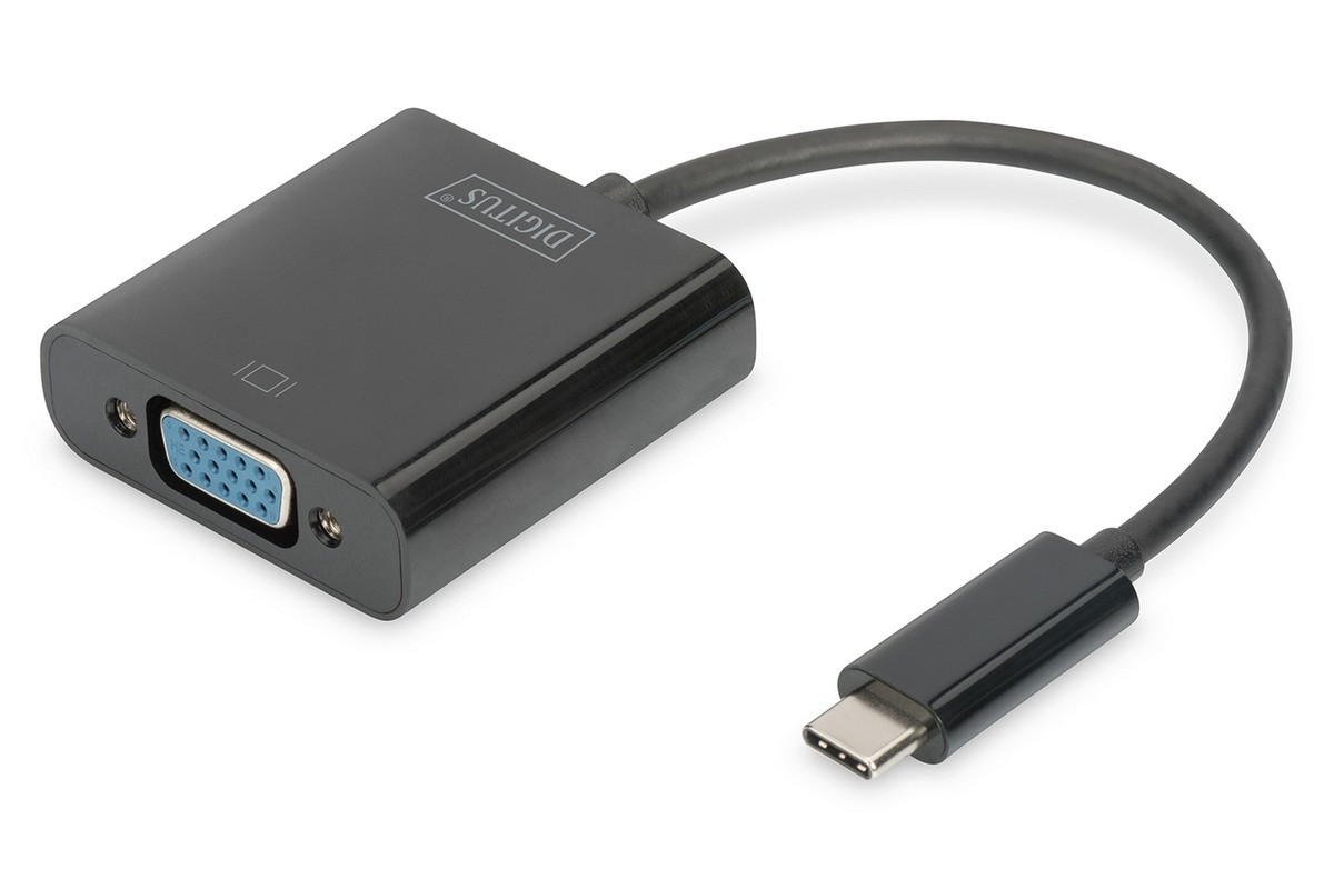 Digitus Adapter graficzny VGA 1080p FHD na USB 3.1, dł. 15cm Czarny