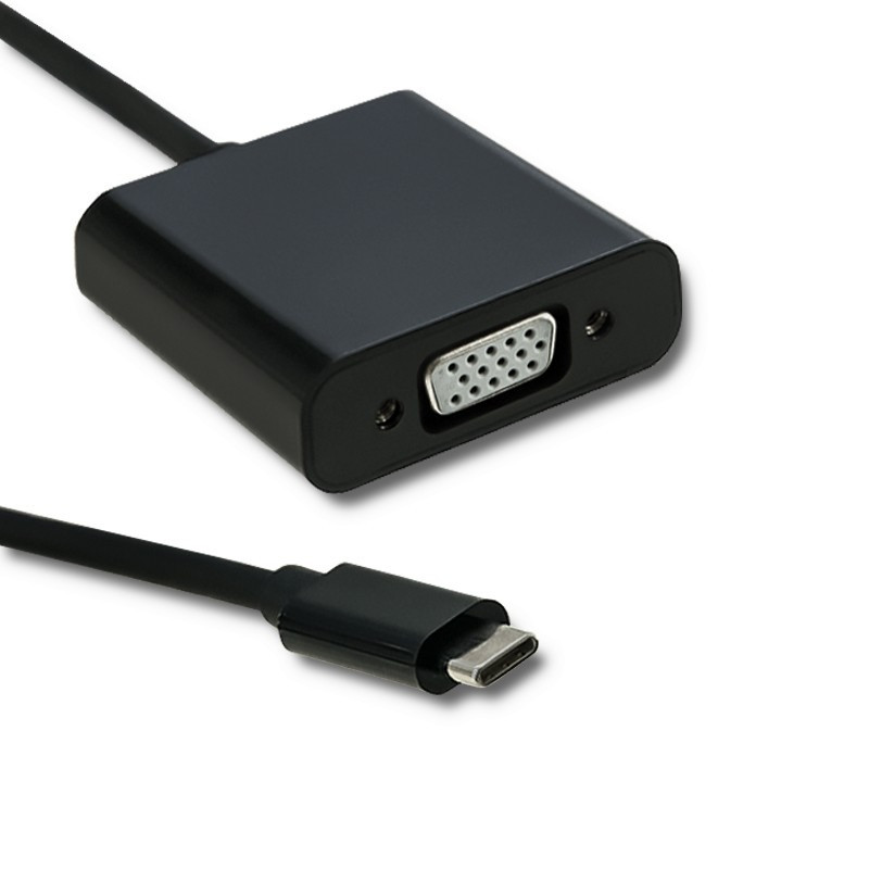 Qoltec Adapter USB typ C męski | VGA żeński | 1080P | 23cm