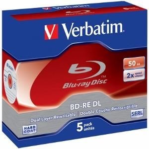 Verbatim 43760 BluRay BD-RE DL jewel case 5 50GB 2x HARD COAT