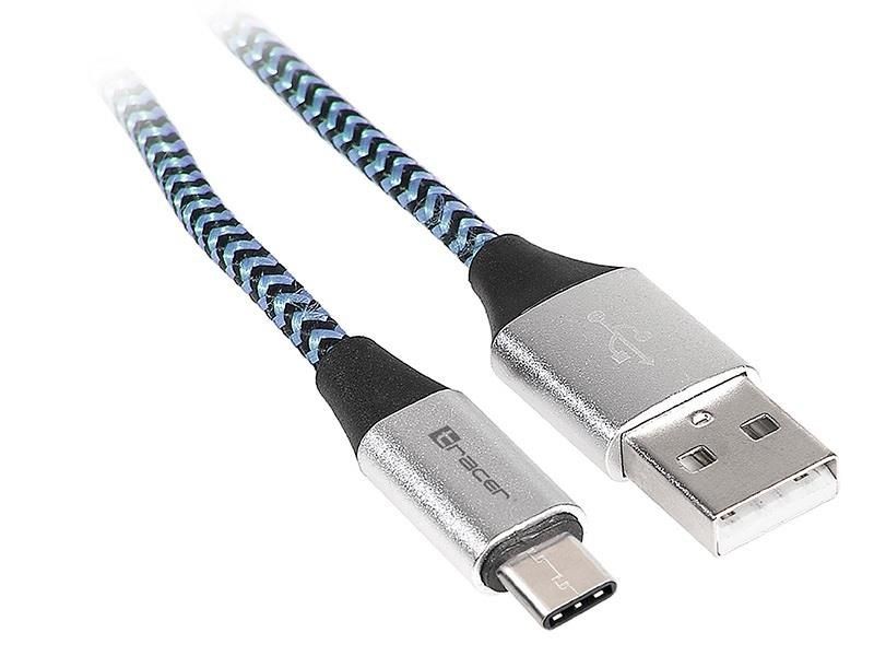 Tracer Kabel USB 2.0 TYPE-C A Male - C Male 1.0m czarno-niebieski
