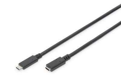 Digitus Kabel przedłużający USB 3.1 Gen.2 SuperSpeed+ 10Gbps Typ USB C/USB C M/Ż, PD 0,7m Czarny