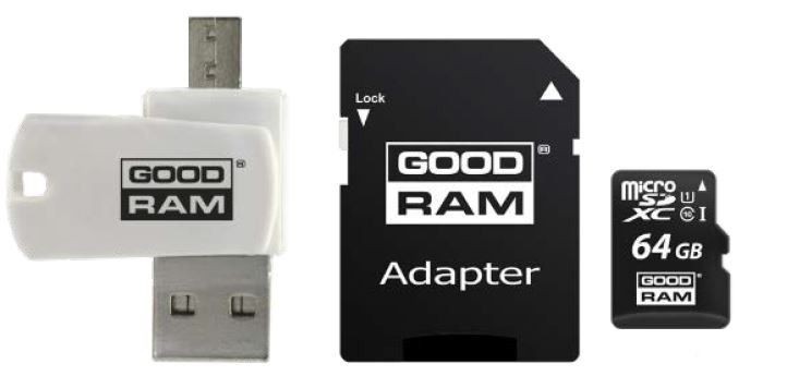 GoodRam Karta microSDHC 64GB CL10 + adapter + czytnik
