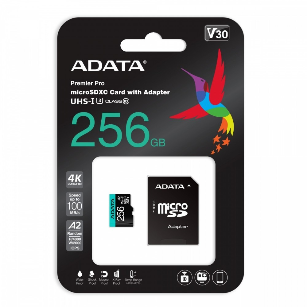 A-Data Karta pamięci microSD Premier Pro 256 GB UHS1 U3 V30 A2 + adapter