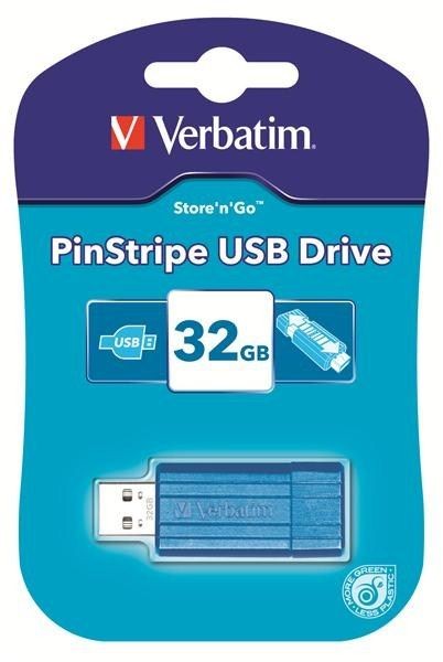 Verbatim USB Flash Disk Store 'n' Go PinStripe 32GB - Caribbean blue