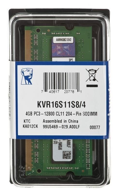Kingston KVR16S11S8/4 4GB 1600MHz DDR3 CL11 SODIMM