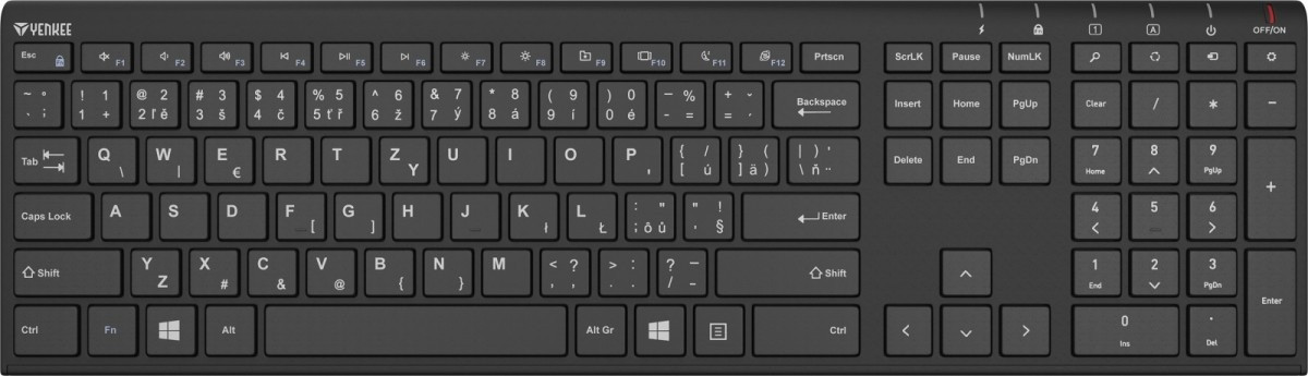 YENKEE Klawiatura bezprzewodowa SLIM YKB 2000 CSBK akumulator