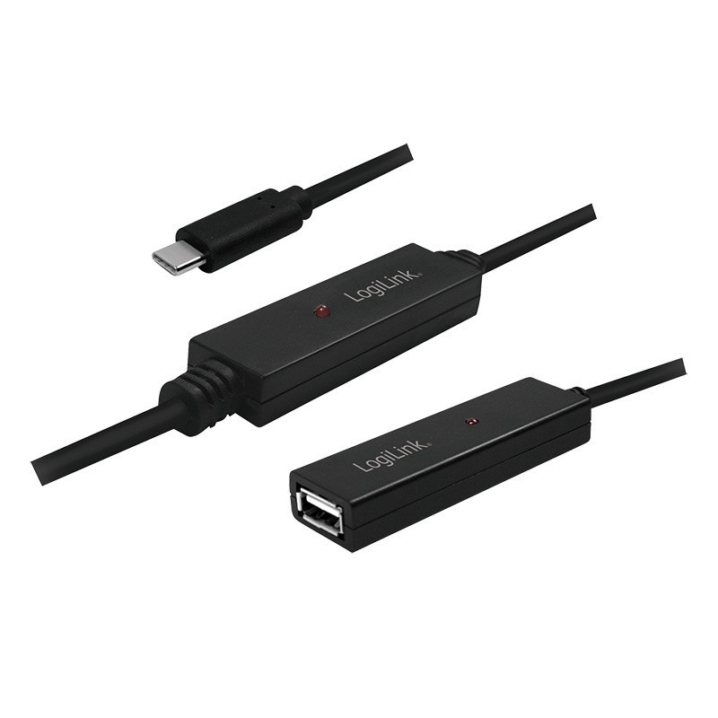 LogiLink Aktywny repeater USB 2.0 A żeński do USB-C męski, dł. 20m